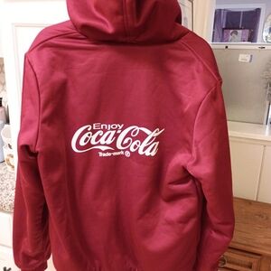 COCA COLA LADIES SZ L  THICK FLEECE LINED ZIP UP HOODIE BURGUNDY LN